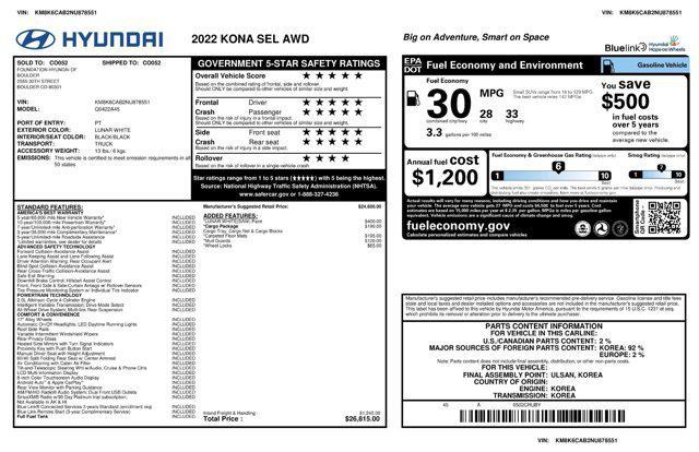 used 2022 Hyundai Kona car, priced at $21,621