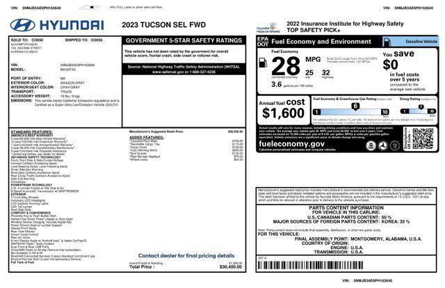 used 2023 Hyundai Tucson car, priced at $22,298