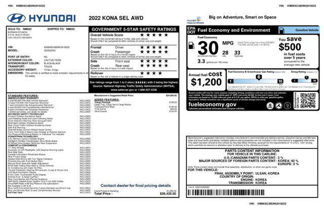 used 2022 Hyundai Kona car, priced at $20,363