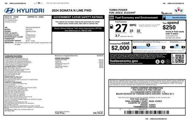 used 2024 Hyundai Sonata car, priced at $32,441
