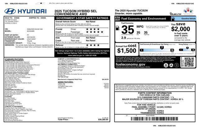 used 2025 Hyundai TUCSON Hybrid car, priced at $32,060