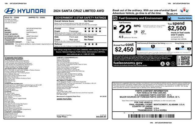 new 2024 Hyundai Santa Cruz car, priced at $39,845