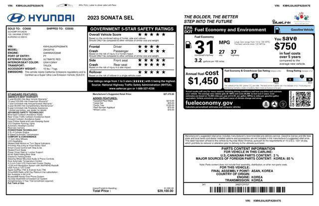used 2023 Hyundai Sonata car, priced at $22,287