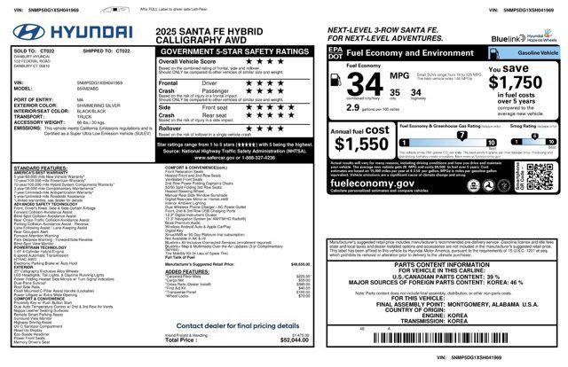 used 2025 Hyundai SANTA FE HEV car, priced at $44,658