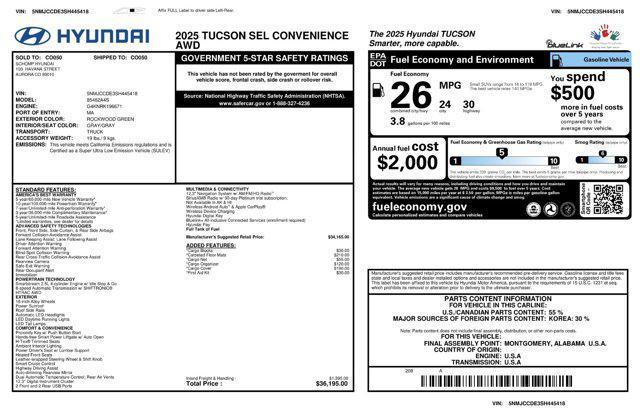 used 2025 Hyundai Tucson car, priced at $33,971