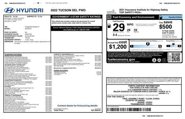 used 2022 Hyundai Tucson car, priced at $18,598