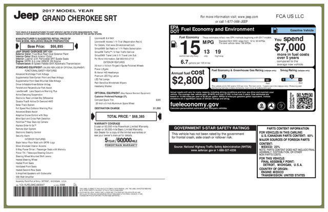 used 2017 Jeep Grand Cherokee car, priced at $36,798