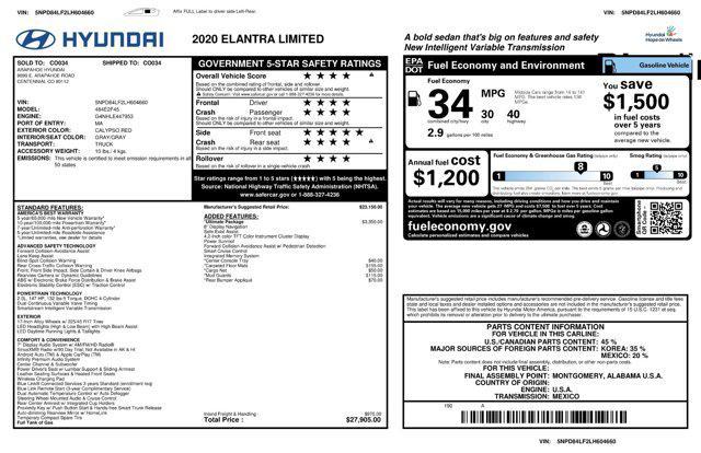 used 2020 Hyundai Elantra car, priced at $17,998