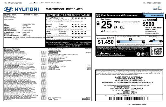 used 2018 Hyundai Tucson car, priced at $19,252