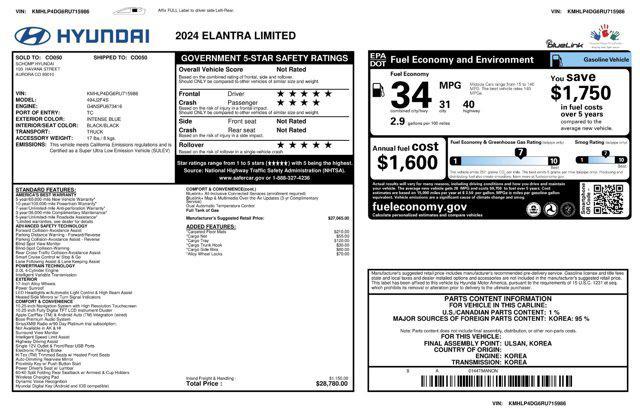 new 2024 Hyundai Elantra car, priced at $28,005