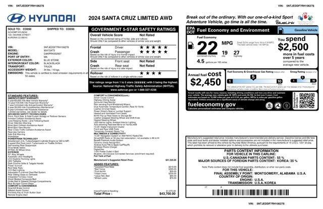 new 2024 Hyundai Santa Cruz car, priced at $42,511