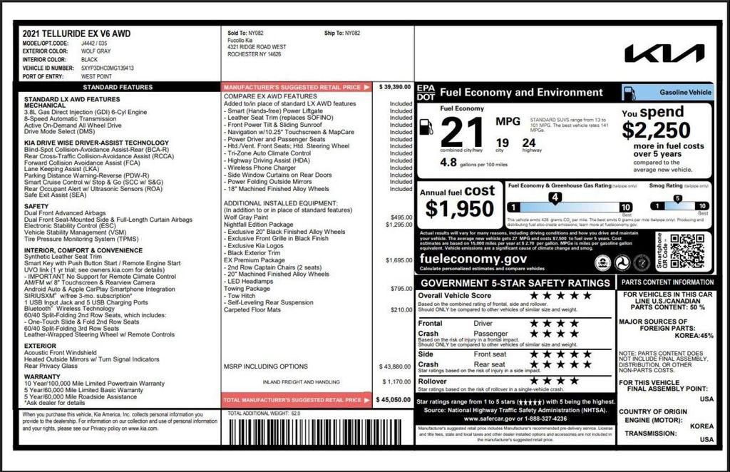used 2021 Kia Telluride car, priced at $21,919