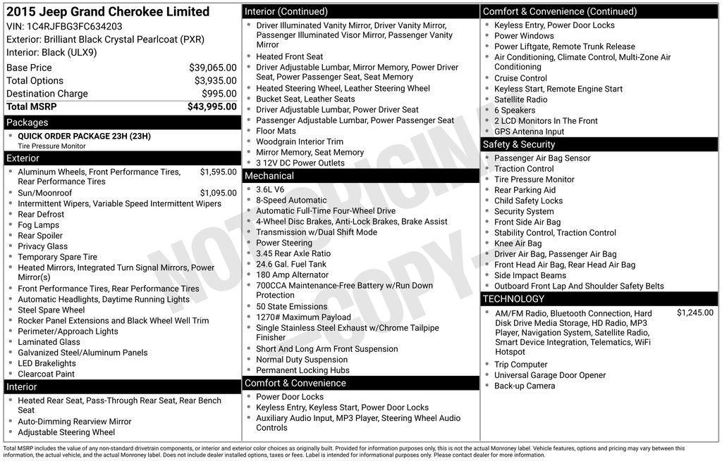 used 2015 Jeep Grand Cherokee car, priced at $9,993