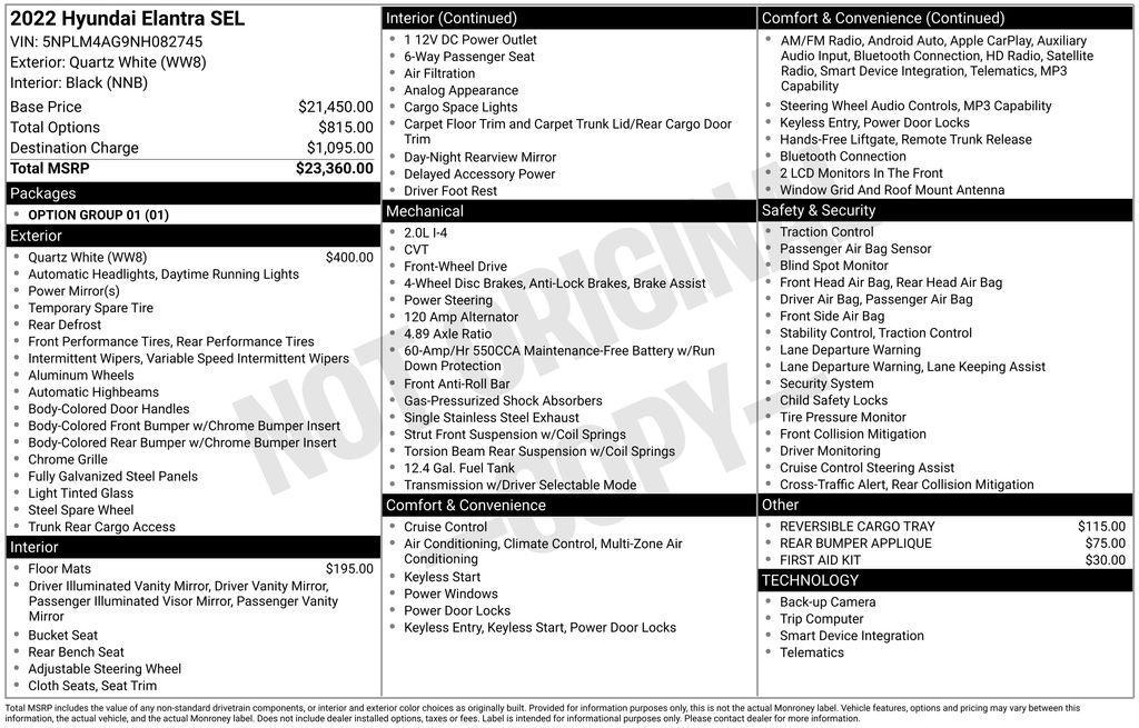 used 2022 Hyundai Elantra car, priced at $13,993