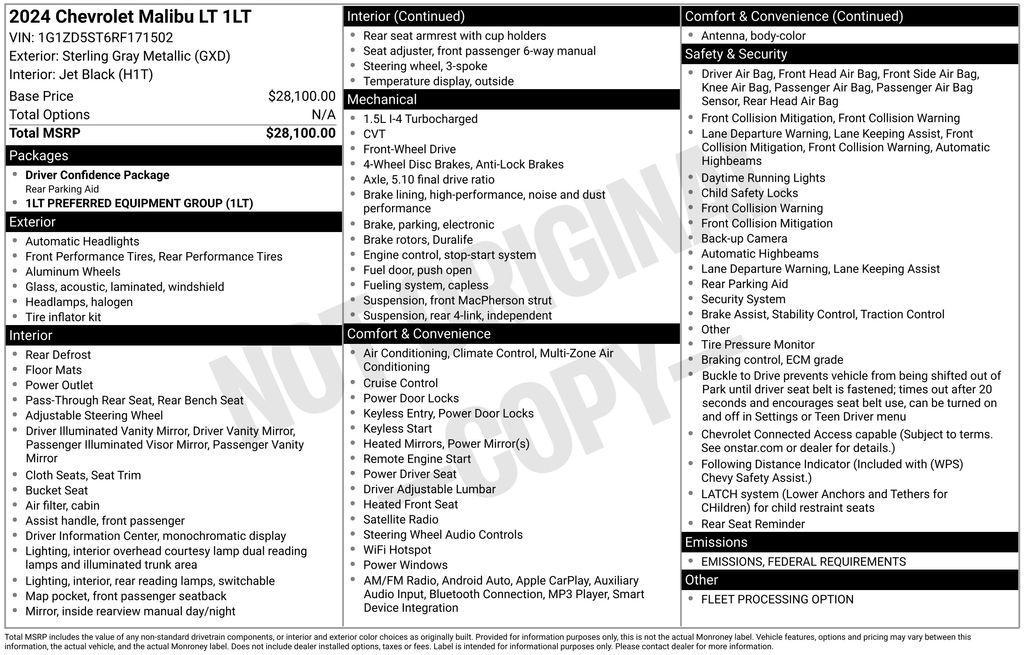 used 2024 Chevrolet Malibu car, priced at $18,851