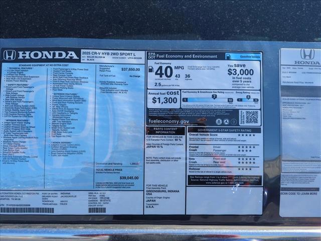 new 2025 Honda CR-V Hybrid car, priced at $37,087