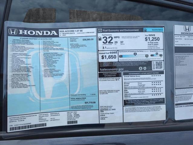 new 2025 Honda Accord car, priced at $30,274