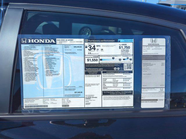 new 2025 Honda Civic car, priced at $27,011