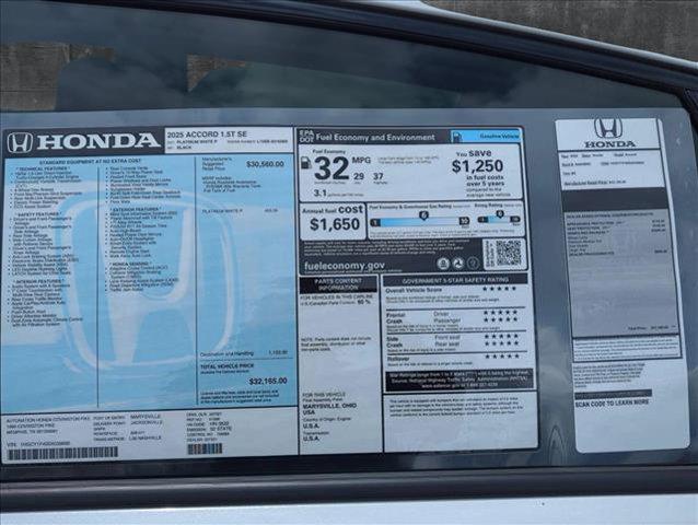 new 2025 Honda Accord car, priced at $30,705