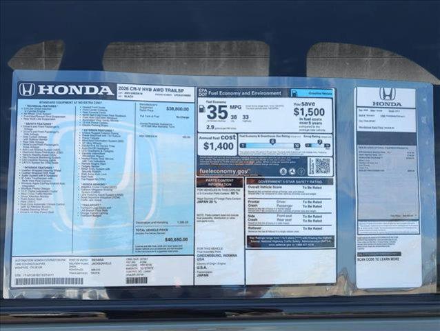 new 2026 Honda CR-V Hybrid car, priced at $40,650