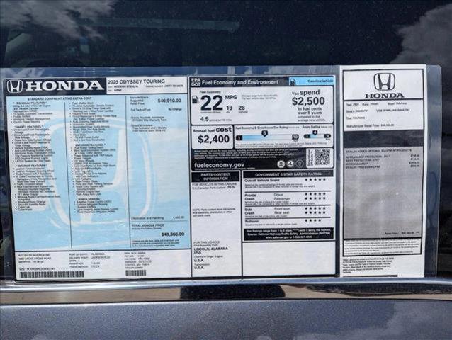 new 2025 Honda Odyssey car, priced at $44,748