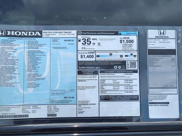 new 2026 Honda CR-V Hybrid car, priced at $40,195