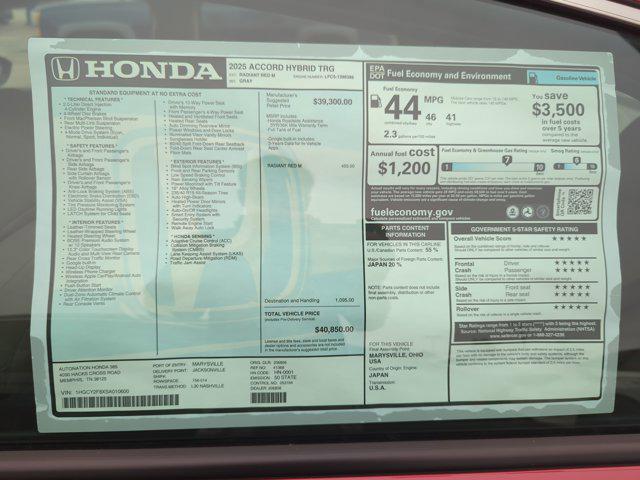 new 2025 Honda Accord Hybrid car, priced at $39,097