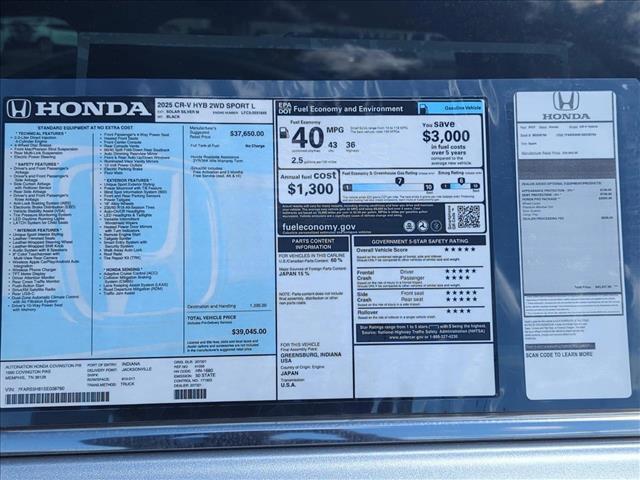 new 2025 Honda CR-V Hybrid car, priced at $37,087