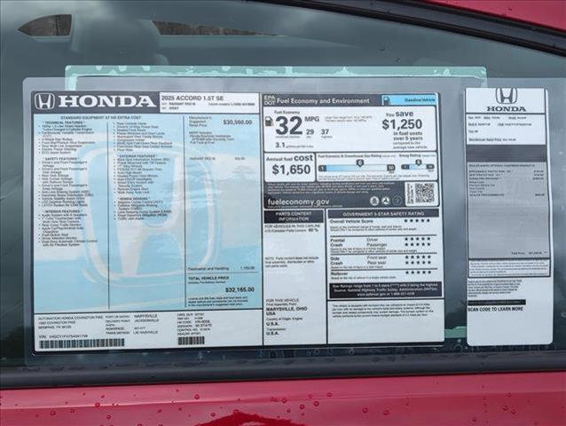 new 2025 Honda Accord car, priced at $30,705