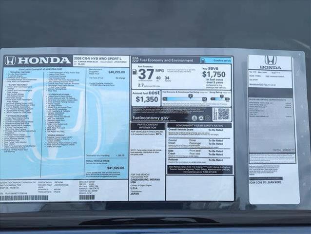new 2026 Honda CR-V Hybrid car, priced at $41,620