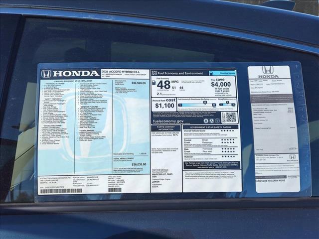 new 2025 Honda Accord Hybrid car, priced at $34,218