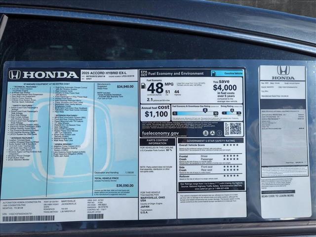 new 2025 Honda Accord Hybrid car, priced at $34,273