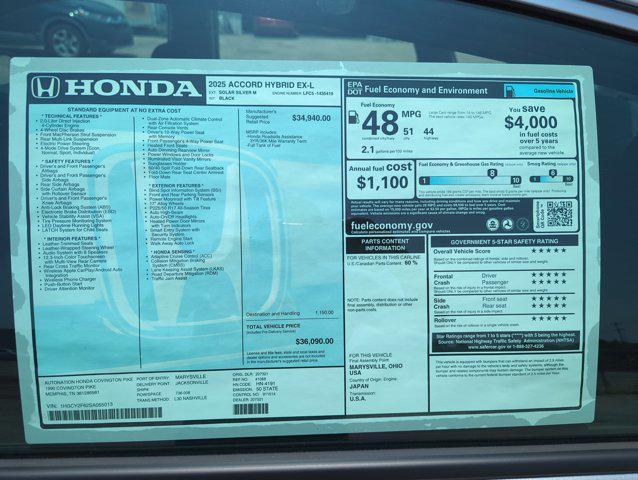 new 2025 Honda Accord Hybrid car, priced at $34,273