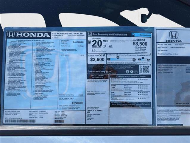 new 2025 Honda Ridgeline car, priced at $44,443