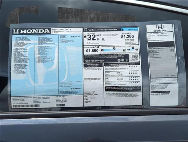 new 2025 Honda Accord car, priced at $28,257