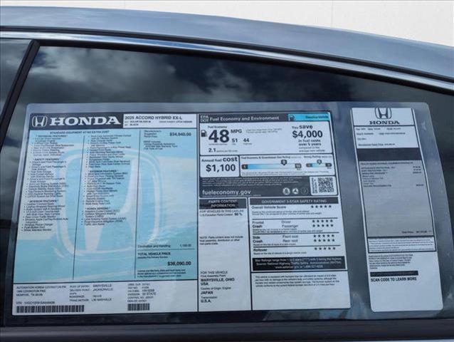 new 2025 Honda Accord Hybrid car, priced at $34,273