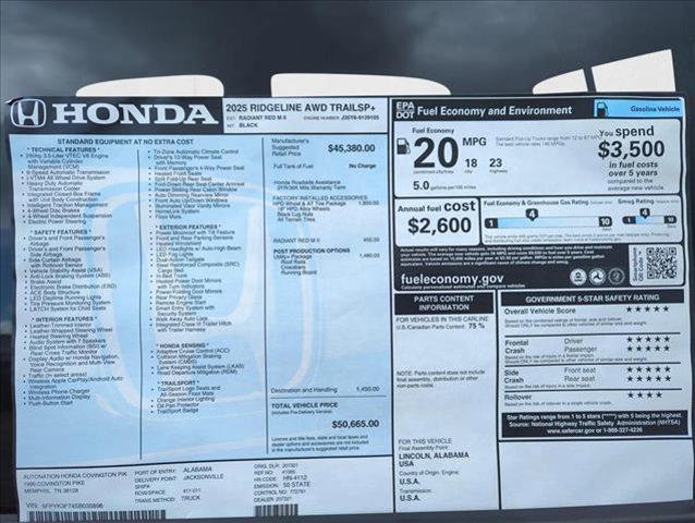 new 2025 Honda Ridgeline car, priced at $47,268