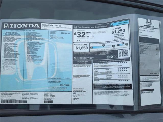 new 2025 Honda Accord car, priced at $30,274