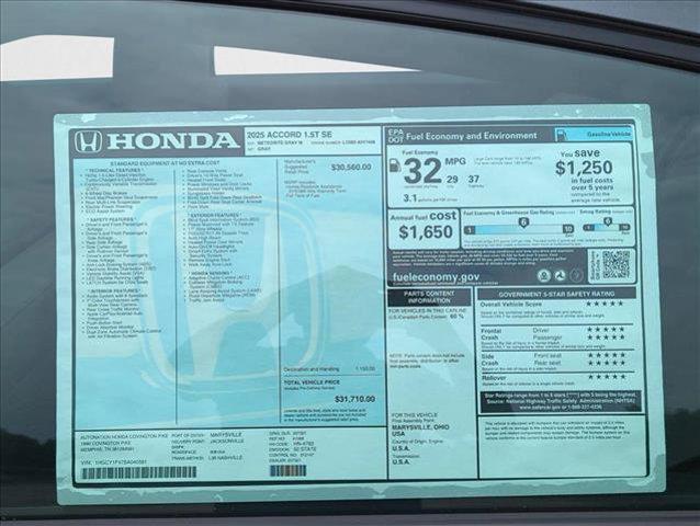 new 2025 Honda Accord car, priced at $30,274