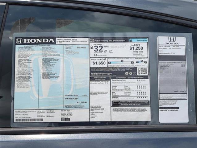 new 2025 Honda Accord car, priced at $30,274