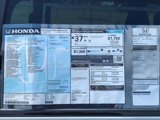 new 2026 Honda CR-V Hybrid car, priced at $38,980