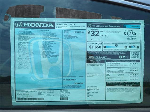 new 2025 Honda Accord car, priced at $28,257