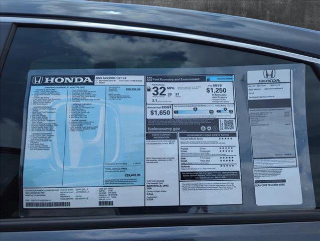 new 2025 Honda Accord car, priced at $28,257