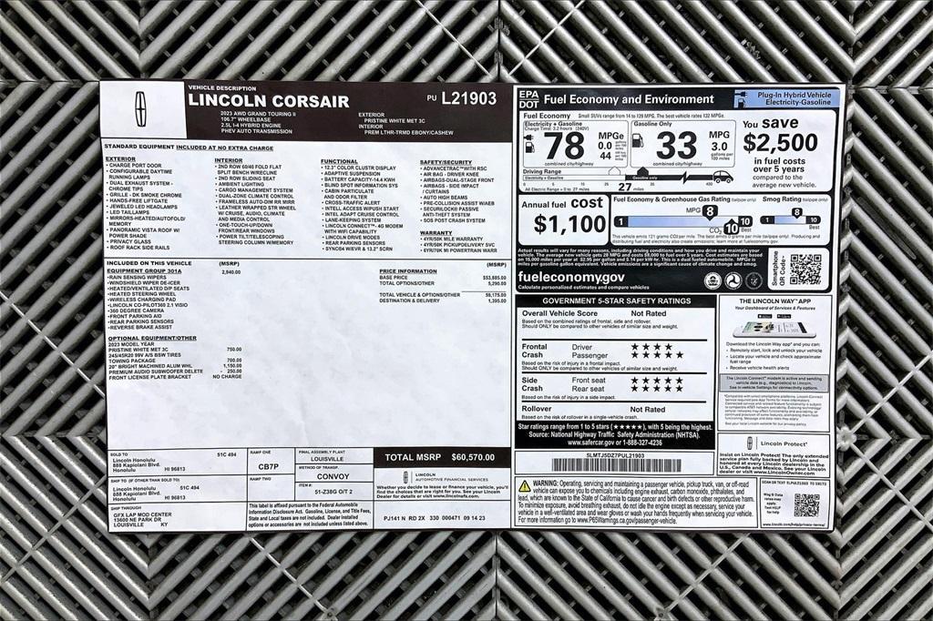new 2023 Lincoln Corsair car, priced at $60,570