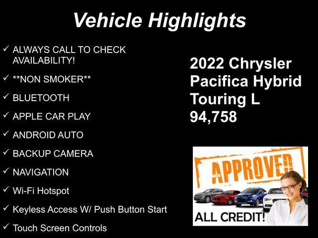 used 2022 Chrysler Pacifica Hybrid car, priced at $18,787