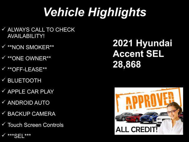 used 2021 Hyundai Accent car, priced at $15,239