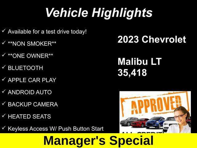 used 2023 Chevrolet Malibu car, priced at $18,107