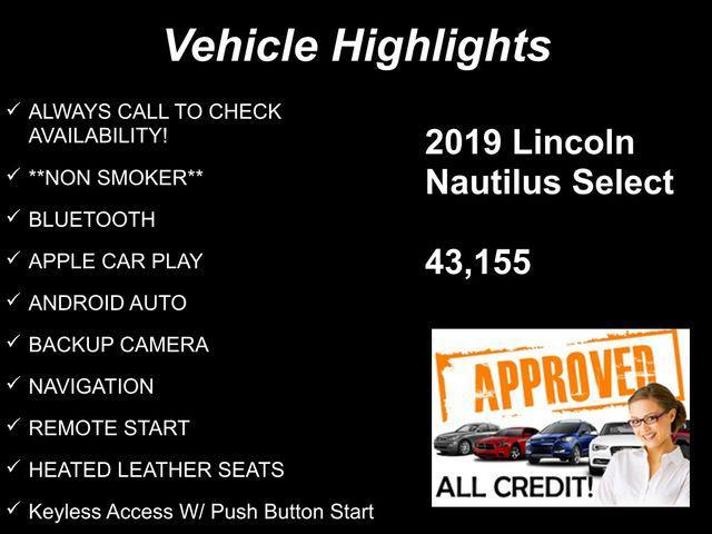 used 2019 Lincoln Nautilus car, priced at $19,995