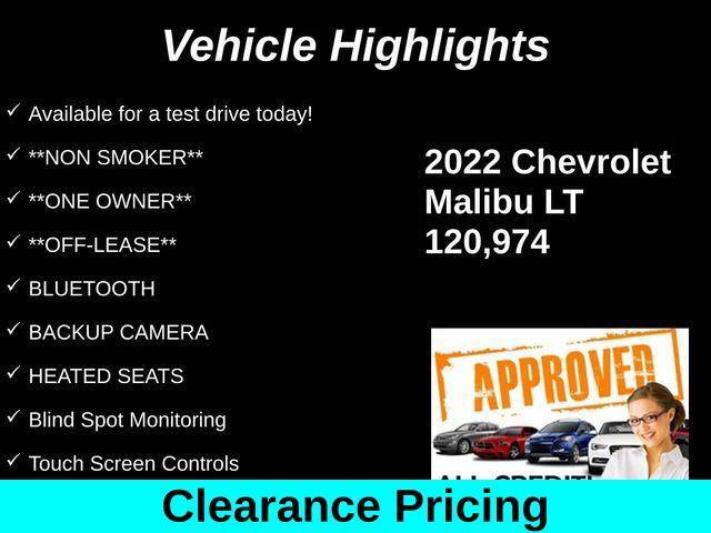 used 2022 Chevrolet Malibu car, priced at $13,692