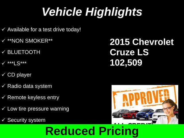 used 2015 Chevrolet Cruze car, priced at $7,074